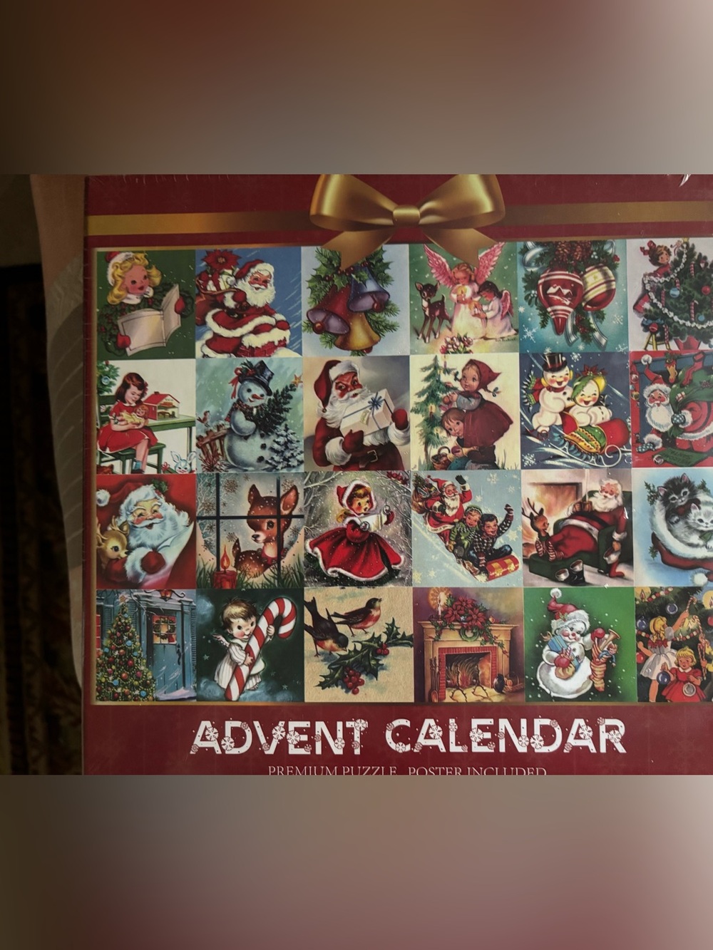 Christmas Advent Calendar Puzzle - Red Vintage Illustration